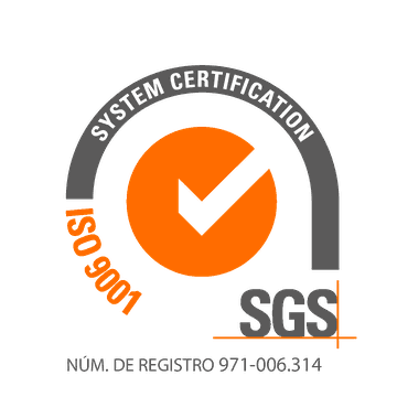 Sello de certificación SGS ISO 9001, número de registro 971-006.314