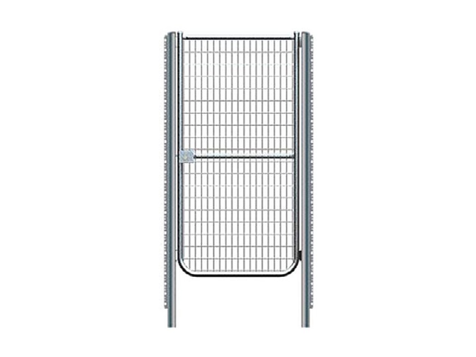 Puerta galvanizada de 1 hoja de malla electrosoldada con cerco de tubo redondo y sus pilares